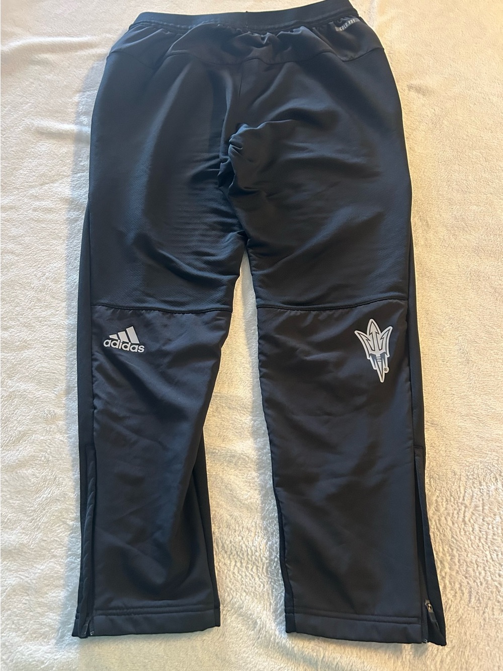 Adidas Black Men’s Athletic Track Pants With Team Asu Adidas Logo Stretch Size L